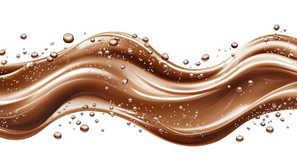 Poster - swirling brown cream coffee liquid with bubbles on a white background generative ai