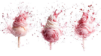 Poster - Delicious Ice Cream Explosions Captured on a White Background Generative AI
