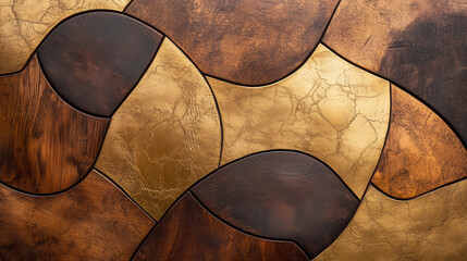 Wall Mural - A wood grain pattern with gold accents