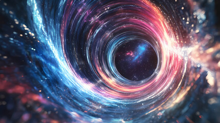 Wall Mural - an abstract futuristic background with space travel and teleportation in teleportation portal. illus