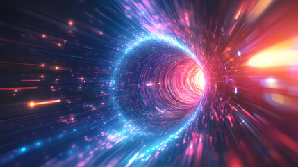 Wall Mural - an abstract futuristic background with space travel and teleportation in teleportation portal. illus