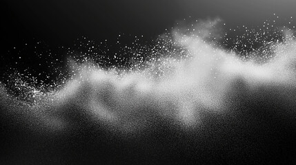 Wall Mural - fog, glowing white glitter wave in dark background grainy gradient noise texture poster banner backd