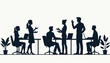 © umut hasanoglu - Silhouette of diverse business professionals engaging in a collaborative office discussion, illustrating teamwork and communication.