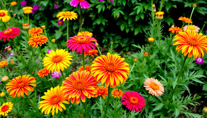 colorful gaillardia or blanket flowers in the garden