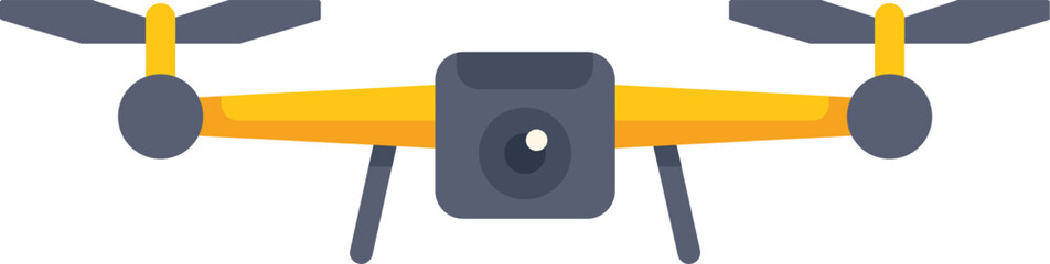 Poster - yellow drone with camera is hovering and recording footage from the air