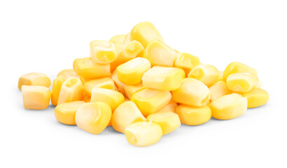 Poster - Pile of fresh corn kernels isolated on white