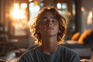 Poster - a teenager using breathing exercises to manage anxiety, illustrating practical tools for coping with