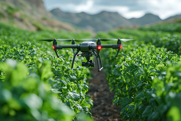 Poster - A startup developing specialized drones for different types of crops, representing the diversification of drone applications in agriculture. Concept of innovation.