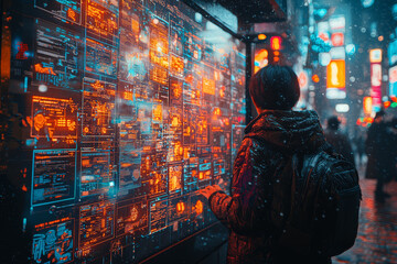 Fototapete - A social media platform using AI to personalize user feeds, raising concerns about echo chambers and information bubbles. Concept of ethics.