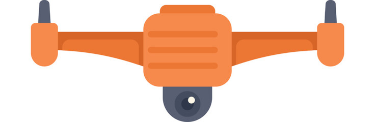 Poster - orange drone flying and recording with its camera, isolated on white background