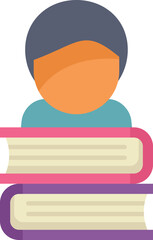 Poster - student is showing the importance of education by studying with a stack of books