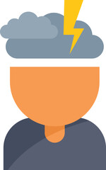 Poster - minimalist illustration of a person experiencing a powerful brainstorm, symbolized by a lightning cl