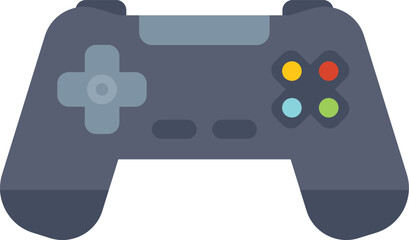 Poster - black gamepad controller with colorful buttons is isolated on a white background