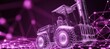 © Ilja - 3D Rendered Wireframe Forklift On Abstract Geometric Network Background, Construction Technology