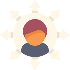 Poster - businessman is standing in a circle surrounded by arrows pointing in different directions