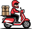 © SunnyArtRoom - 오토바이 배달기사, 택배기사, 퀵배송 벡터 일러스트