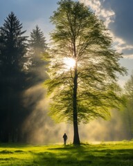 Misty morning in the forest showcasing the captivating beauty and tranquility of nature s wonders