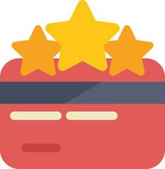 Poster - red credit card receiving three golden stars, showing satisfaction with the service or a high credit