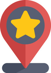 Poster - minimalist icon of a red location pin with a yellow star indicating a favorite place