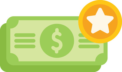Poster - green dollar bill is receiving a gold star rating, indicating excellence in finance