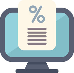 Poster - Desktop computer is displaying a financial report with a percentage sign, representing online business and financial data analysis