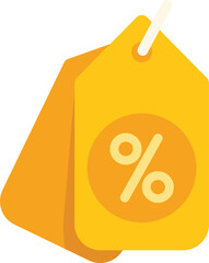 Poster - two yellow discount tags hanging showing percentage symbol for sale offer