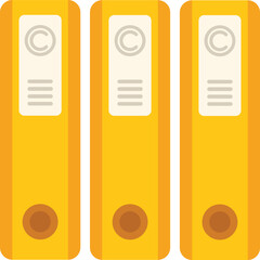Poster - Three yellow office binders are standing in a row, each featuring a copyright symbol, indicating the importance of protecting intellectual property