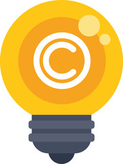 Poster - Light bulb is glowing yellow and contains a copyright symbol, representing the protection of intellectual property