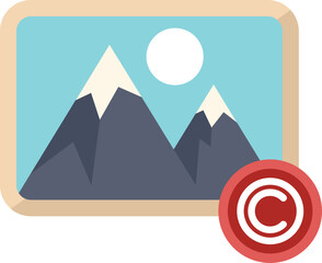 Poster - Mountain landscape photography showing the copyright symbol, a concept for intellectual property protection