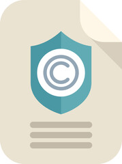 Poster - Copyright document is being protected by shield, concept for digital content protection and security