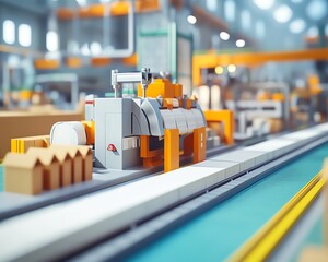Poster - Dynamic scene of a paperboard manufacturing facility, featuring advanced industrial machinery and the production process in action