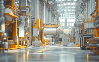 Aufkleber - Dynamic scene of a paperboard manufacturing facility, featuring advanced industrial machinery and the production process in action