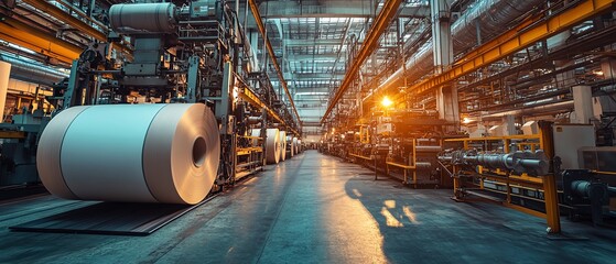 Aufkleber - Hightech machinery in an industrial factory producing paperboard, showcasing the innovation and scale of paperboard manufacturing