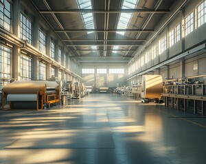 Aufkleber - Hightech machinery in an industrial factory producing paperboard, showcasing the innovation and scale of paperboard manufacturing