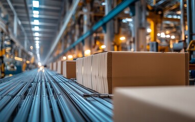 Poster - Industrial paperboard production line showcasing advanced machinery in action, emphasizing the efficiency of factory production processes