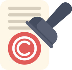 Poster - Copyright stamp being applied to a document is a visual metaphor for intellectual property protection