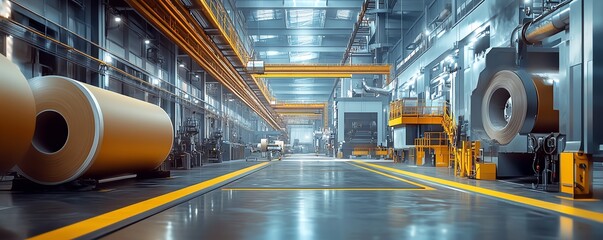 Aufkleber - Dynamic scene of a paperboard manufacturing facility, featuring advanced industrial machinery and the production process in action