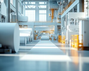 Aufkleber - Dynamic scene of a paperboard manufacturing facility, featuring advanced industrial machinery and the production process in action