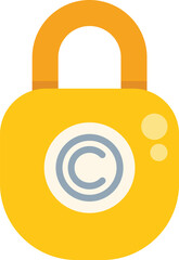 Poster - Yellow padlock protecting copyright symbol, concept of digital rights management and intellectual property protection