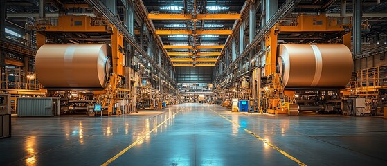 Aufkleber - Hightech machinery in an industrial factory producing paperboard, showcasing the innovation and scale of paperboard manufacturing