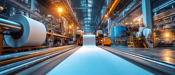 Aufkleber - Hightech machinery in an industrial factory producing paperboard, showcasing the innovation and scale of paperboard manufacturing
