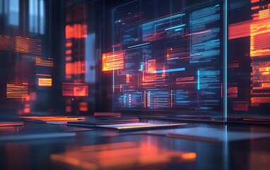 Aufkleber - Artistic representation of a hologram showing a document management system with files and bright checkmarks