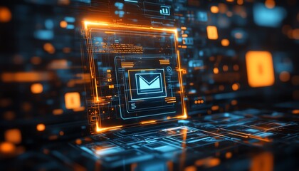 Aufkleber - Creative scene of a hologram illustrating a document management system