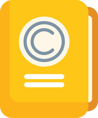 Poster - Yellow book with copyright symbol indicating ownership and authorship for commercial use