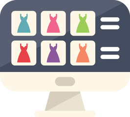 Poster - online shop website showing fashion dresses for sale on computer screen