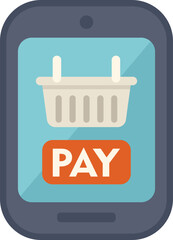 Poster - Smartphone is displaying a shopping cart and a button for payment, embodying the concept of e commerce