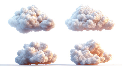 Poster - Collection of Realistic Clouds on a White Background for Design Use Generative AI