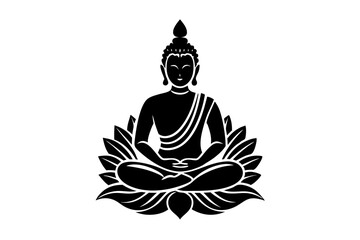 buddhist logo vector silhouette illustration white background