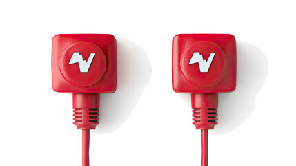 Poster - set of red electrical connectors isolated on a white background generative ai