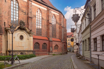 The historic quarter Nikolaivirtel, located in the Mitte district on the east bank of the Spree River in Berlin, Germany